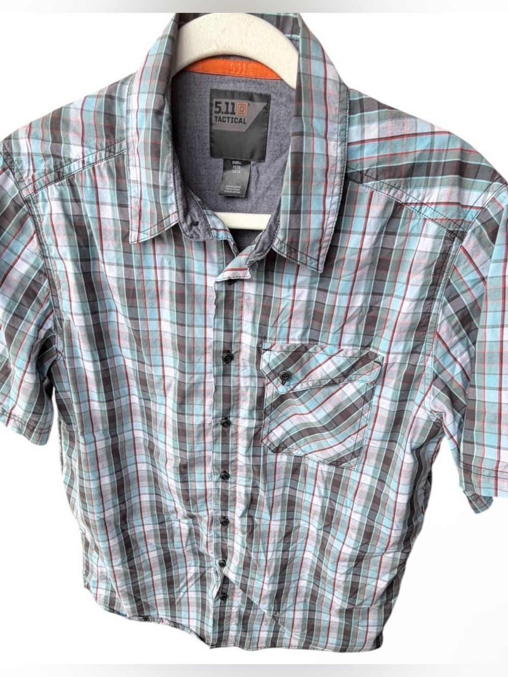 5.11 Tactical Shirt men's small Snap Button Up Hunter Plaid Blue Casual Outdoor